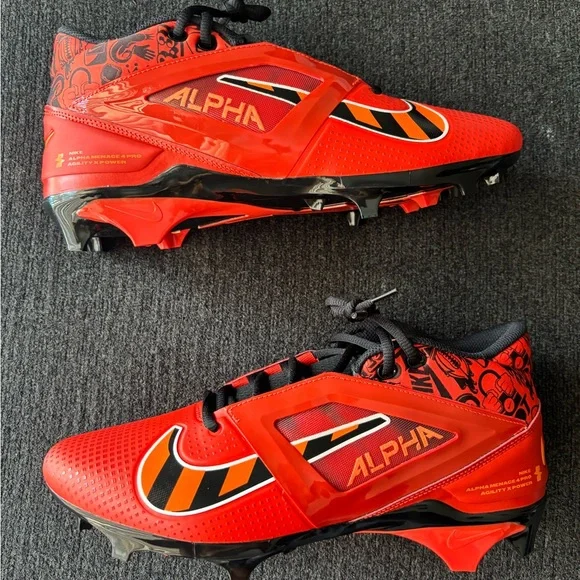 Nike Alpha Menace 4 Pro “Picante Black Red” Football Cleats Size 10.5